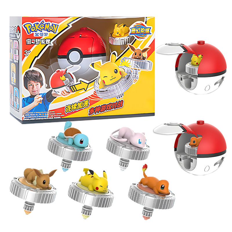 Spin Top Gyro Toy - 子供のためのポケモンスピニングトップボールおもちゃ,アクションフィギュアモデル,オリジナルのピカチュウ,ヒトカゲ,リス,メウ,イーブイ,ギロ,スピナー,バトルゲーム