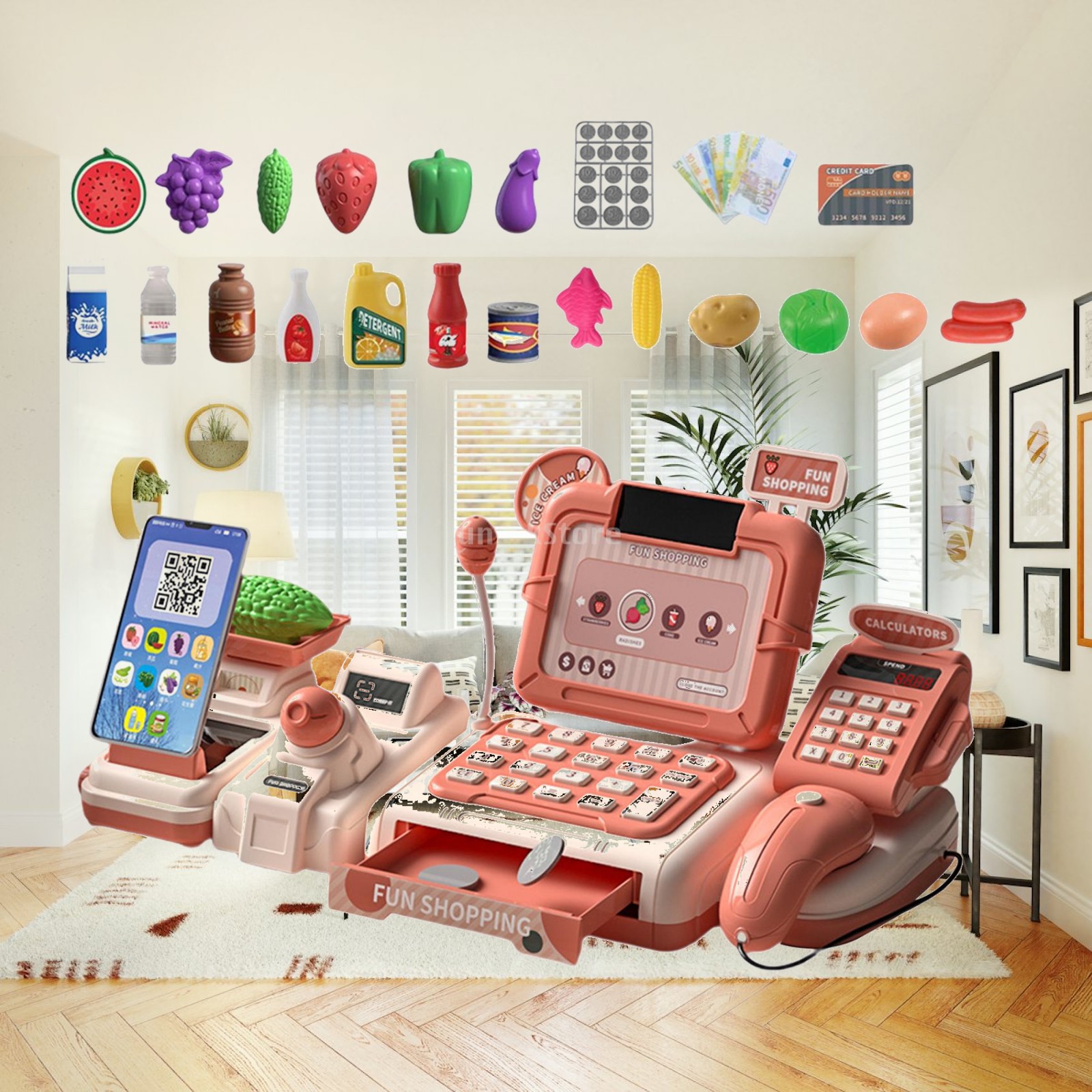 Kids Toys In Store - スーパーマーケットストアのおもちゃ レジごっこ遊びセット ストアキッズ スーパーマーケットレジごっこ遊びセット 子供用 誕生日プレゼント