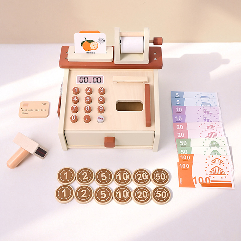 Kids Toys In Store - 子供用シミュレーションレジおもちゃ、通貨検出機能付き、デジタル生活認知早期教育、ごっこ遊びストアレジおもちゃ