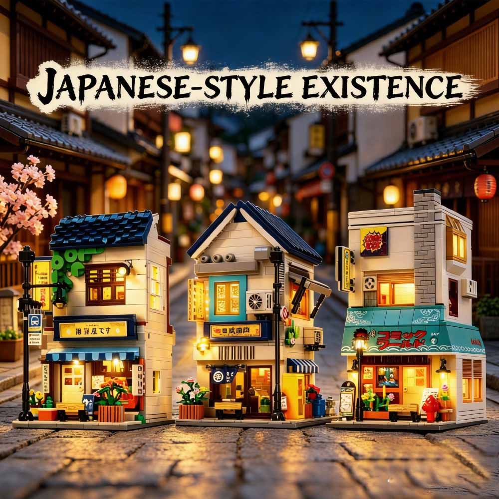 Kids Toys In Store - 書店ビルディングブロック日本の街並み建築食料品店レンガモデルバーベキューレストラン子供のためのおもちゃギフト