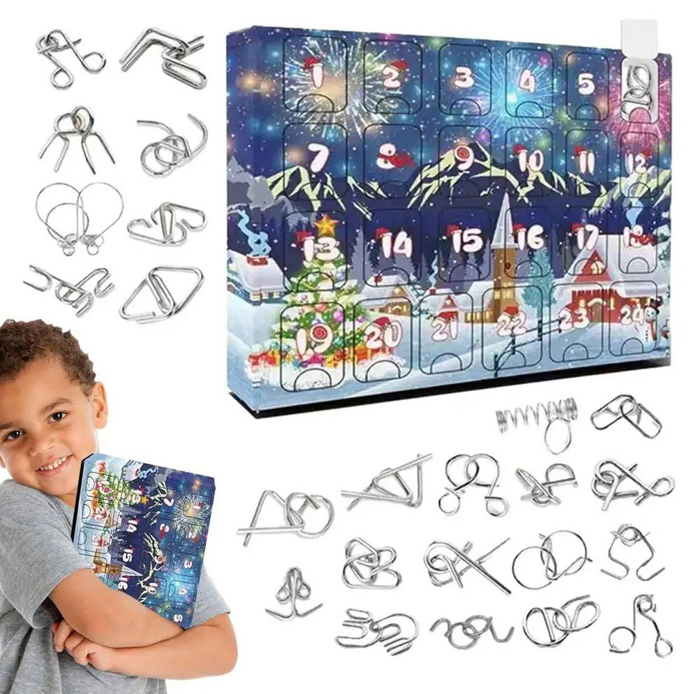 Kids Toys Xmas 2025 - 2025 メタルルーバンロックパズルおもちゃアドベントカレンダーキット 24 日クリスマスアドベントカレンダークリスマスギフト子供のためのカウントダウンカレンダー