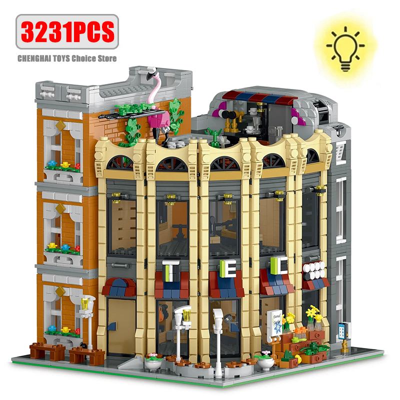 Kids Toys In Store - 3231 個クリエイティブエキスパート MOC ラウンドコーナーショップビルディングブロックシティストリートビュー欧州スタイルストアモジュラーモデルおもちゃキッズギフト