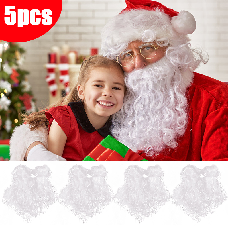 Kids Toys Xmas 2025 - クリスマスのためのサンタクロースの白いひげ、偽の口ひげ、クリスマスのコスプレ小道具、新年のパーティーの装飾用品、子供のおもちゃのギフトの好意、2020
