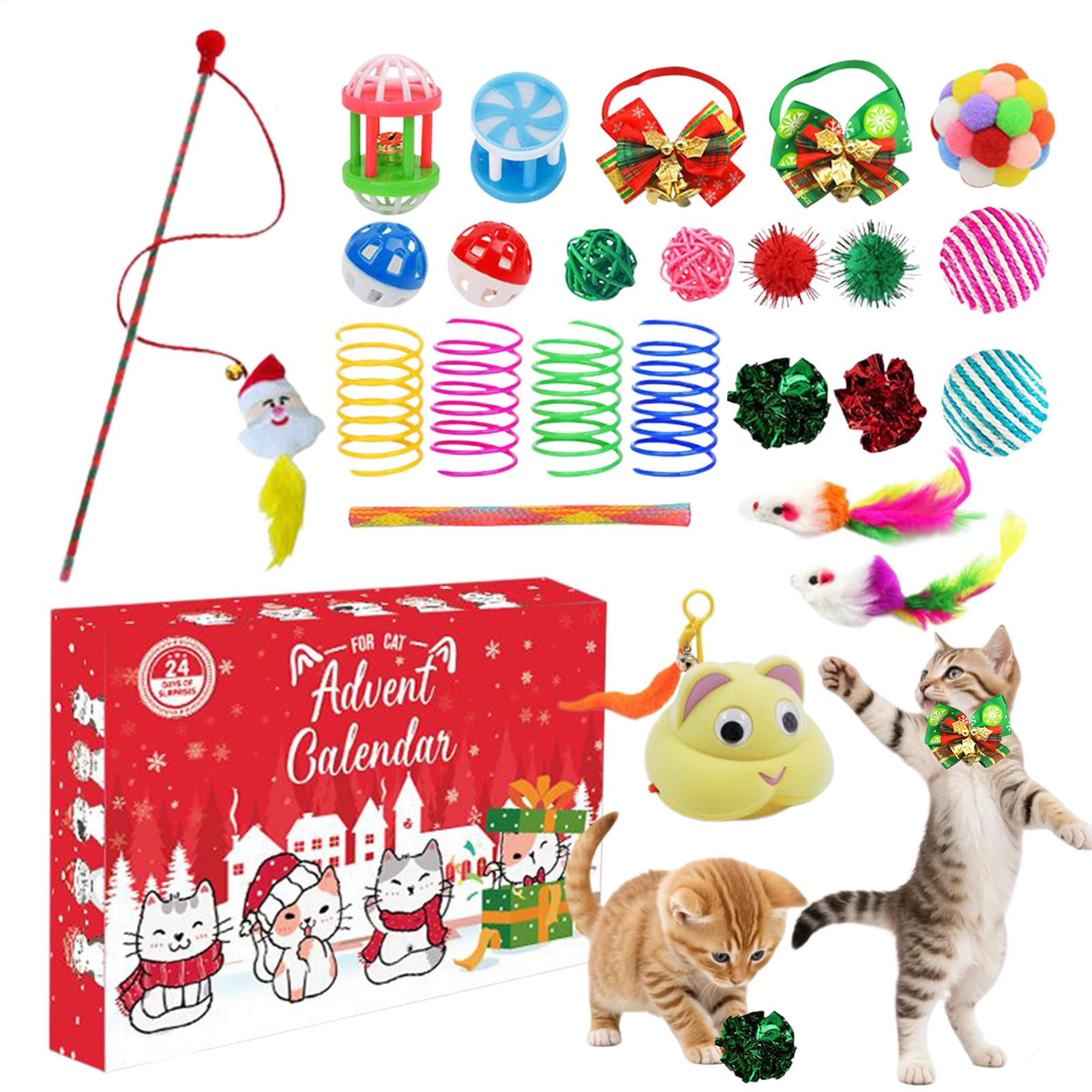 Kids Toys Xmas 2025 - ペット猫のおもちゃカレンダー 2025 24日間 猫のおもちゃカウントダウンカレンダー クリスマス 子猫用