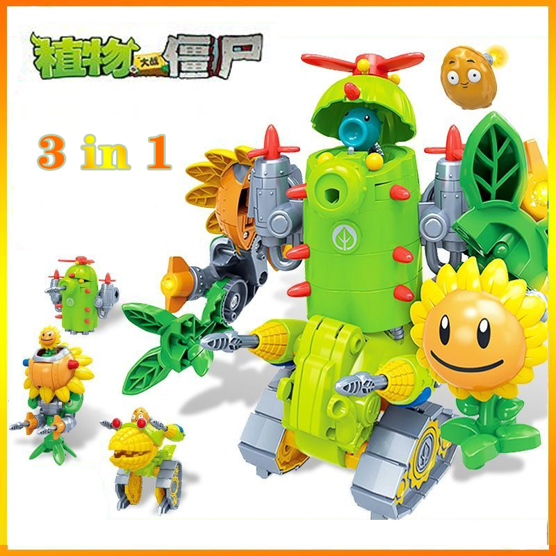 Kids Zombie Toys - 2024年新作 プラントvs.ゾンビ ロボットひまわり サボテン トウモロコシ コンビネーションアクションフィギュアモデルセット