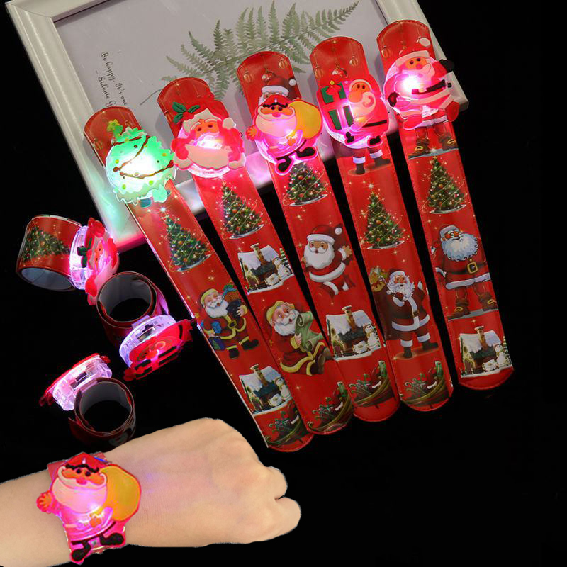 Kids Toys Xmas 2025 - 子供のためのきらびやかなクリスマスブレスレット,スラップリング,クリスマスギフト,バッグフィラー,子供のおもちゃ,新年のパーティーの装飾,2022, 5個,10個,20個