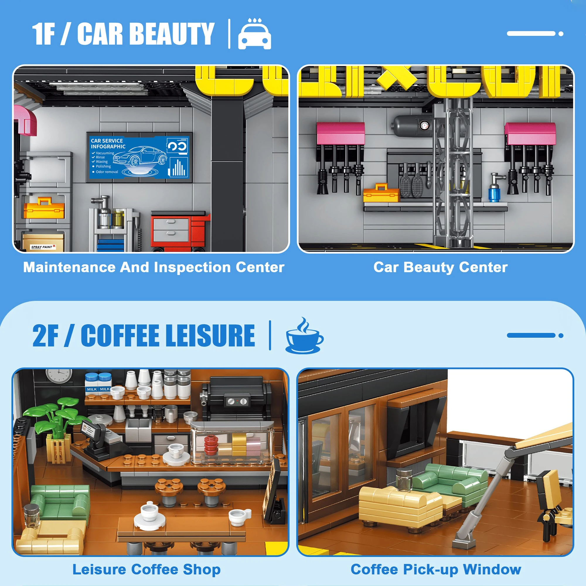 コーヒー自動車修理工場コーヒー車クラブビルディングブロック2 - Kids Toys In Store のレビューと価格
