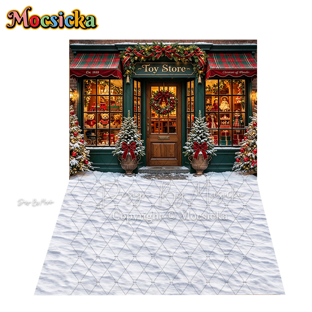 モシッカ クリスマスおもちゃ店 街角の背景幕 写真撮影 雪の - Kids Toys In Store のレビューと価格