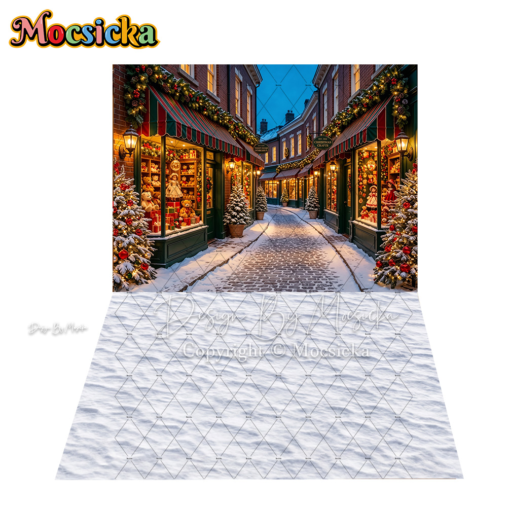 モシッカ クリスマスおもちゃ店 街角の背景幕 写真撮影 雪の - Kids Toys In Store のレビューと価格