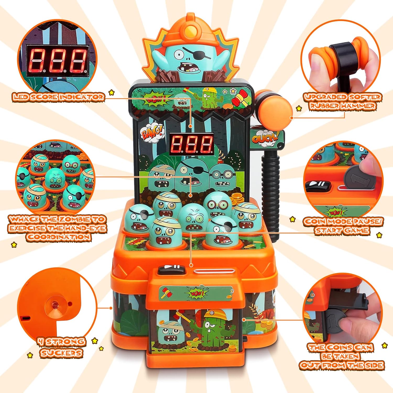 ゾンビたたきゲームおもちゃ 子供用アーケードゲーム ミニ電子 - Kids Zombie Toys のレビューと価格