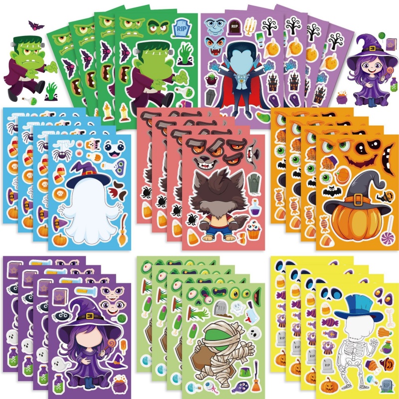 ハロウィンパーティーゲームステッカー子供用カボチャ/スケルト - Kids Zombie Toys のレビューと価格