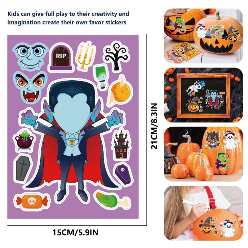 ハロウィンパーティーゲームステッカー子供用カボチャ/スケルト - Kids Zombie Toys のレビューと価格