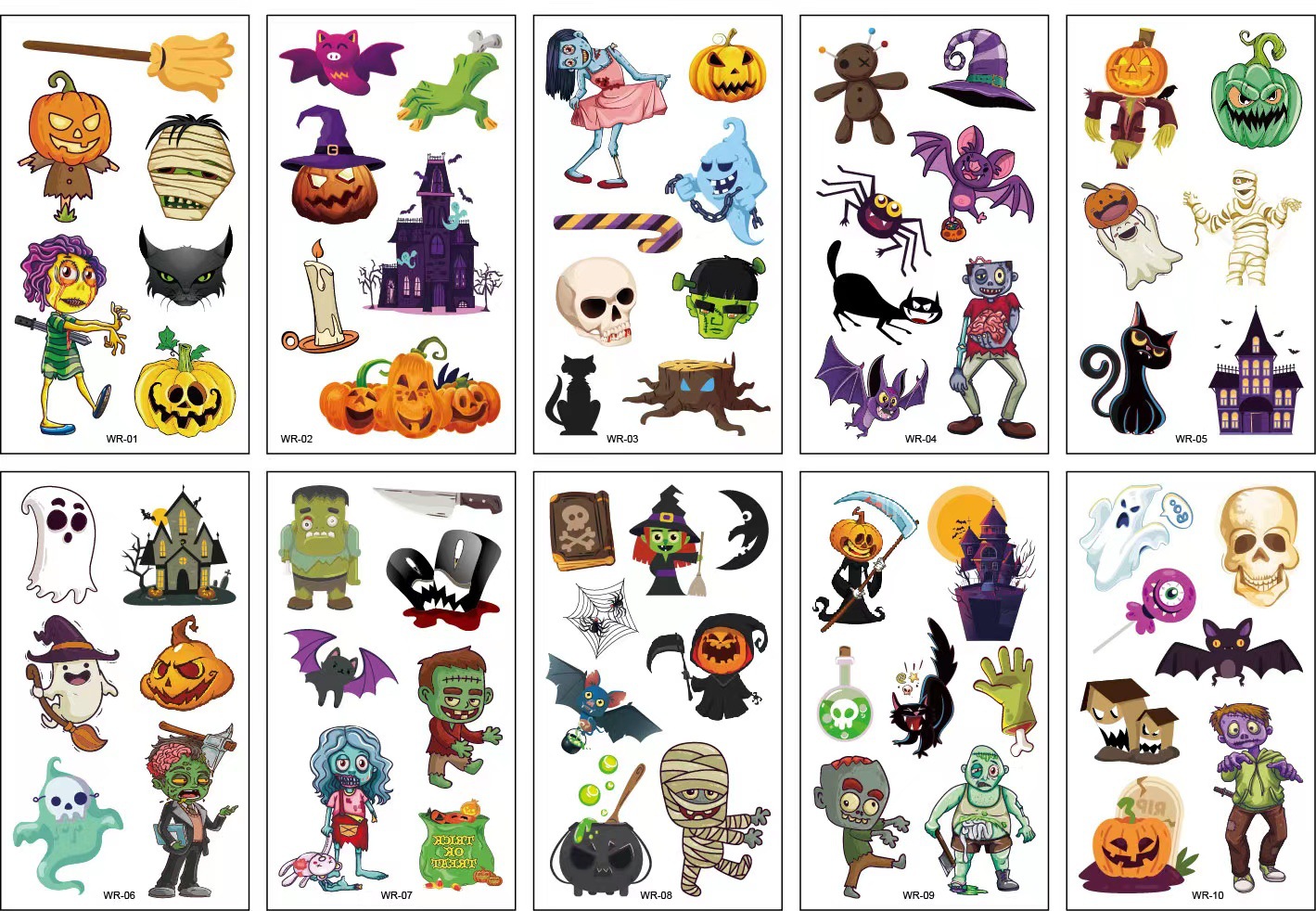 10 枚ハロウィンカボチャゾンビタトゥーステッカー一時的なフ - Kids Zombie Toys のレビューと価格